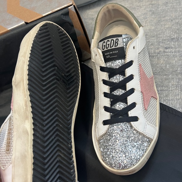 Golden Goose Superstar white grey card-silver glitter, 37 orig box & bag RARE - Picture 9 of 9